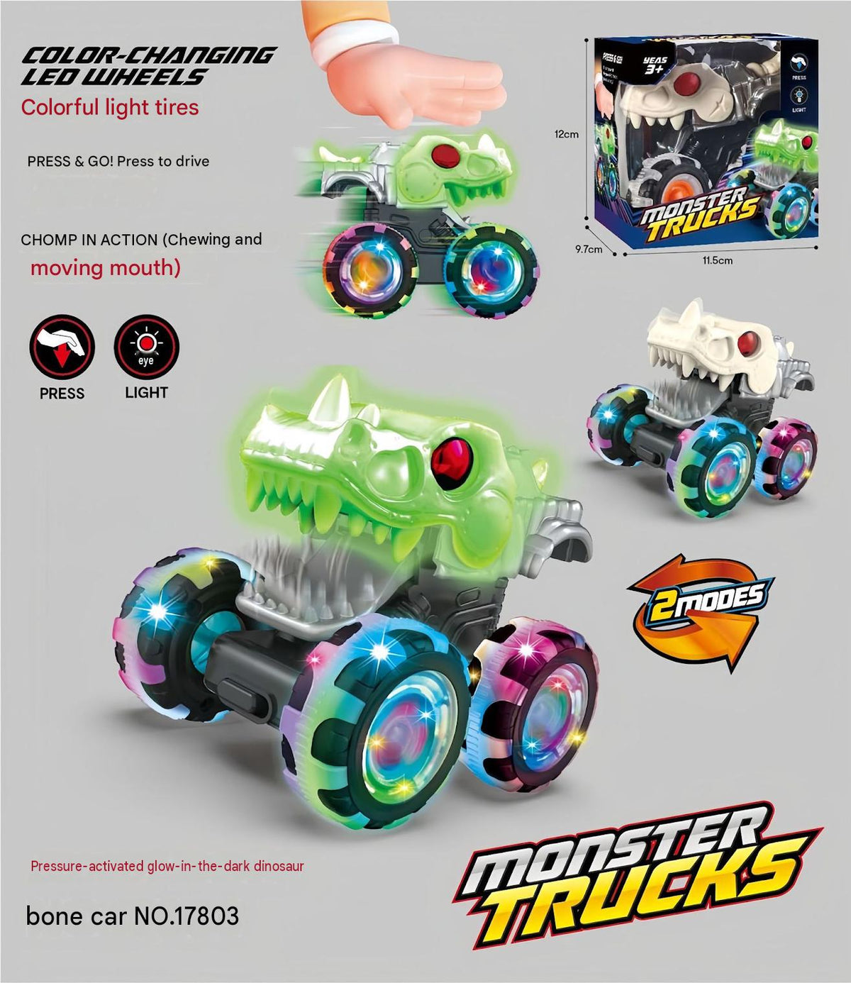 Press-to-Light Monster Bike Inertia Toy.