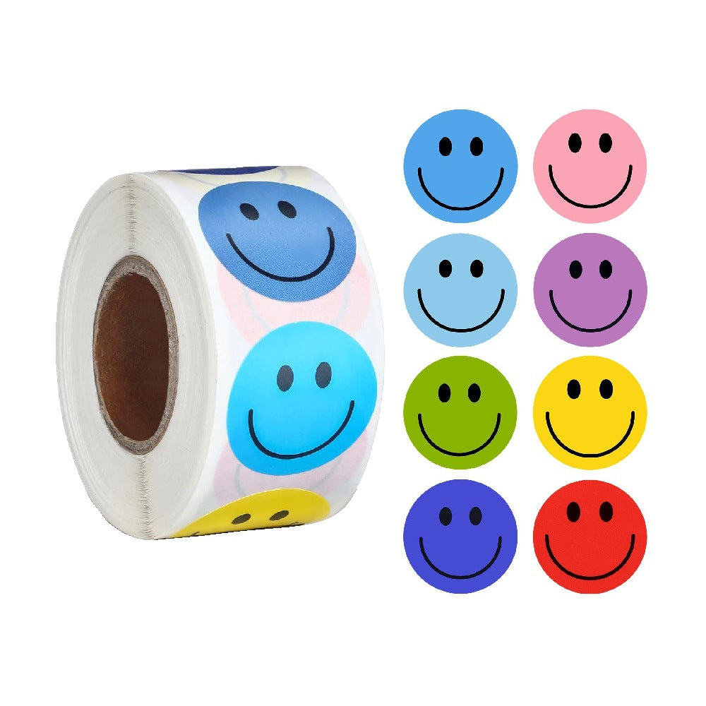 500 Creative Roll Smiley Stickers Cute Cartoon Expression Award Decorative Adhesive Sealing Sticker