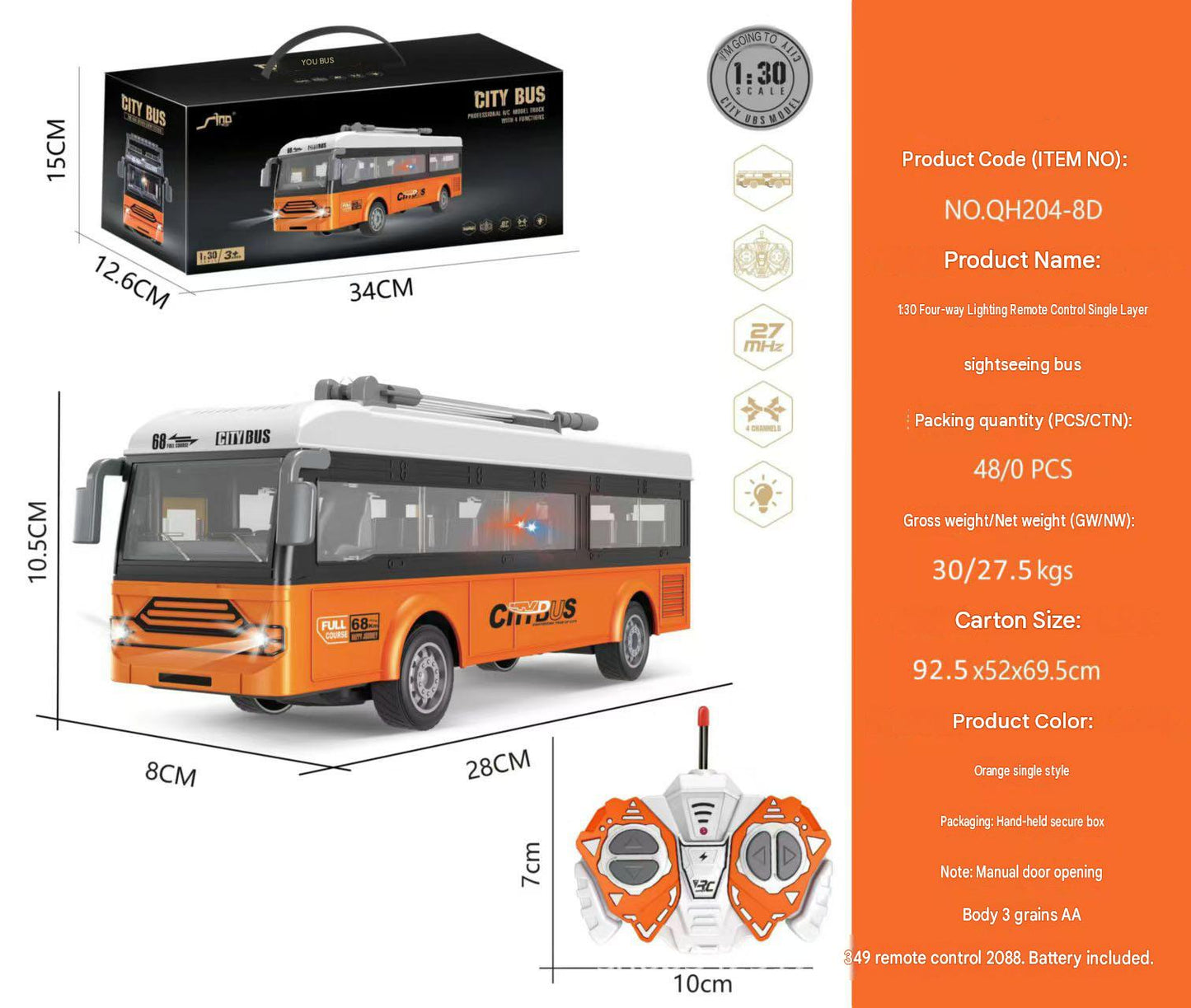 RC Double-Decker Bus Toy.