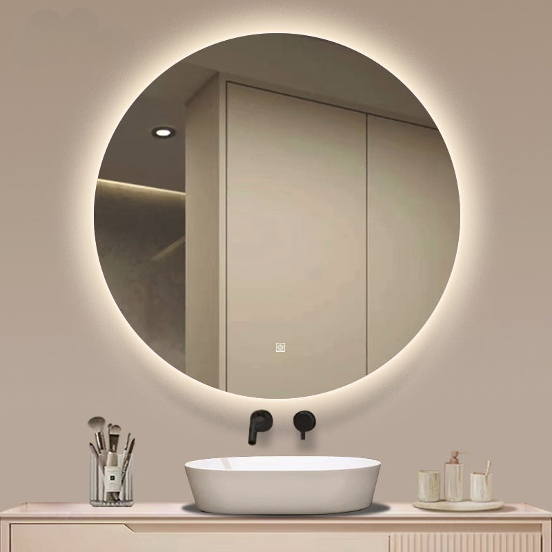 Customized Wall-Mounted Bathroom Mirror Bathroom Smart Bathroom With Lighted Round Mirror Wall-Mounted Anti-Fog Led Light-Emitting Mirror
