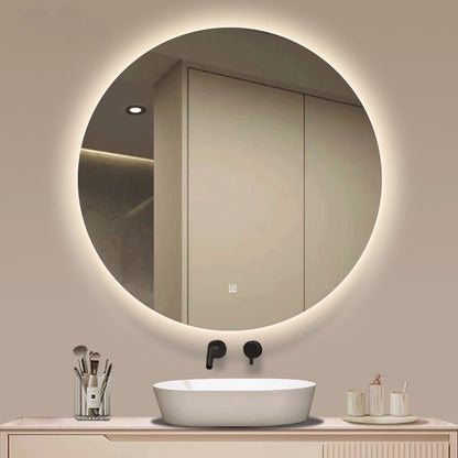 Customized Wall-Mounted Bathroom Mirror Bathroom Smart Bathroom With Lighted Round Mirror Wall-Mounted Anti-Fog Led Light-Emitting Mirror