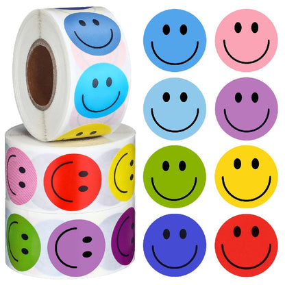 500 Creative Roll Smiley Stickers Cute Cartoon Expression Award Decorative Adhesive Sealing Sticker