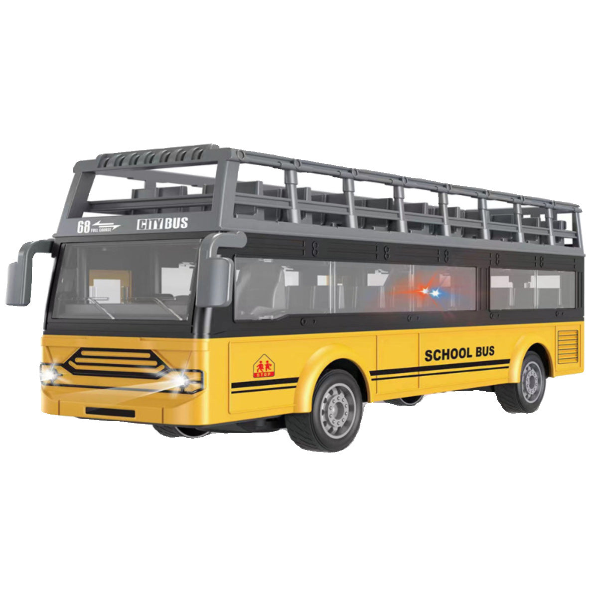 Cross-Border Remote Control Double-Layer Door-Opening Bus Light Music Simulation Model Tourist Bus Children's Toy School Bus