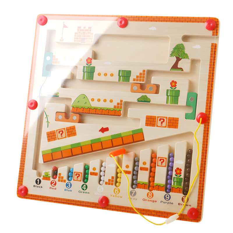 Children's Maze Ball Digital Mushroom House Color Classification Counting Board Early Education Pen Magnetic Maze Ball Toy