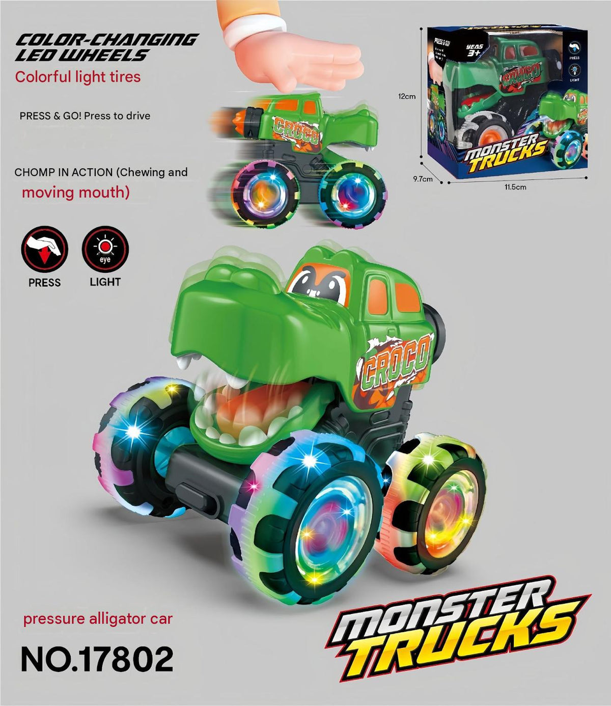 Press-to-Light Monster Bike Inertia Toy.