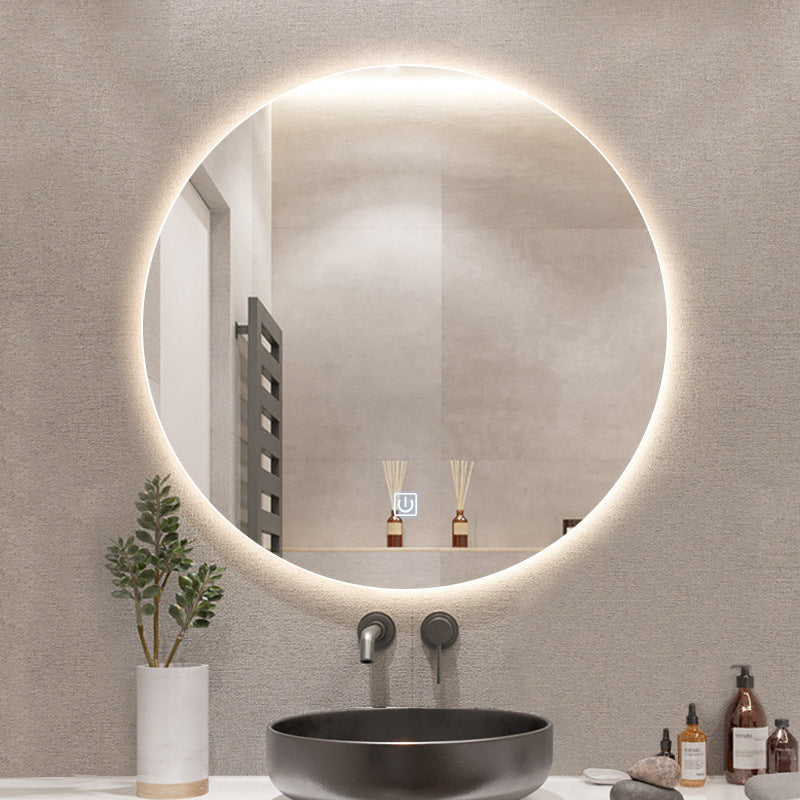 Customized Wall-Mounted Bathroom Mirror Bathroom Smart Bathroom With Lighted Round Mirror Wall-Mounted Anti-Fog Led Light-Emitting Mirror