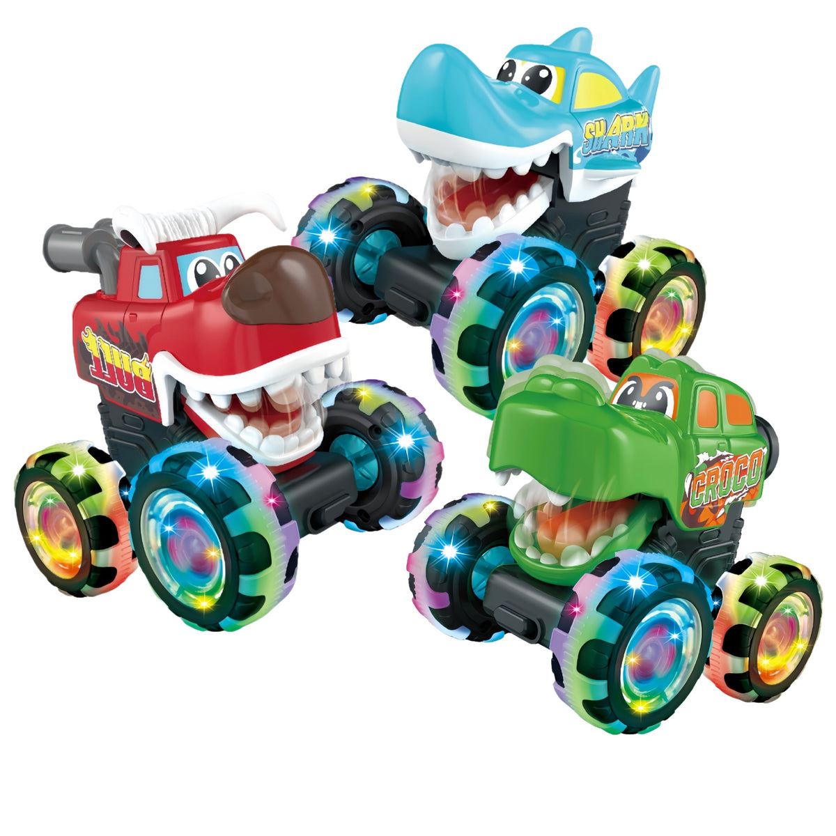 Amazon's Best-Selling Press-To-Light Toy Car Monster Big Bike Inertia Scooter Wheel Light Children's Gift