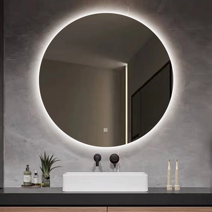 Customized Wall-Mounted Bathroom Mirror Bathroom Smart Bathroom With Lighted Round Mirror Wall-Mounted Anti-Fog Led Light-Emitting Mirror